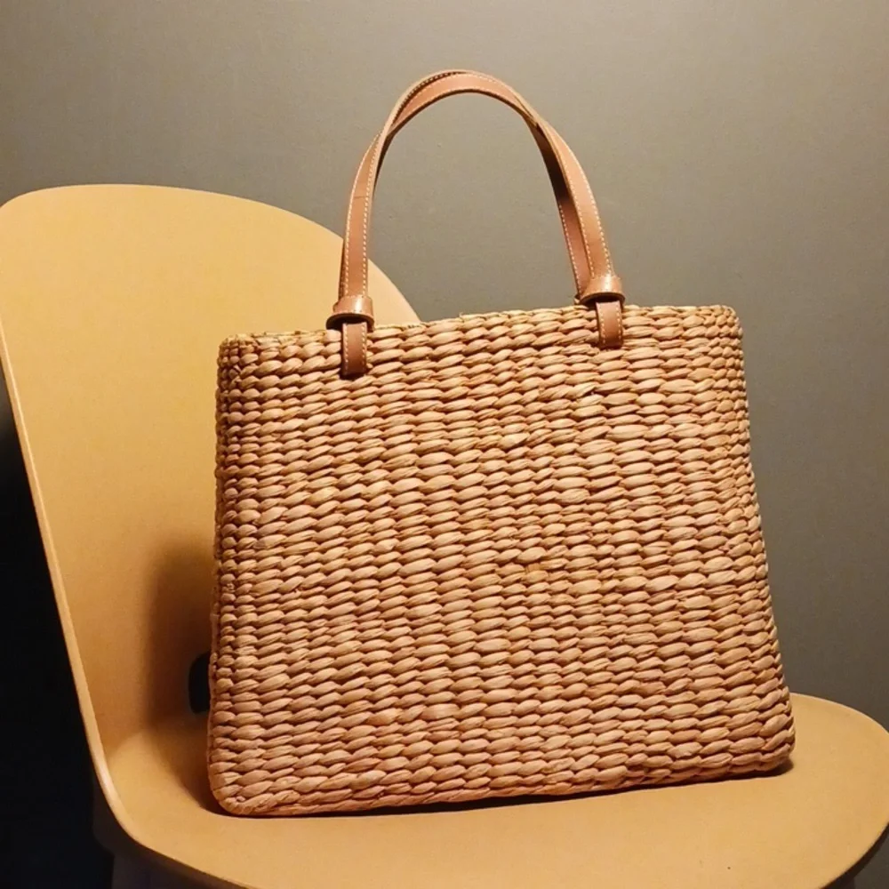 Kate Spade Vintage 90s Raffia Floral Straw Tote - Picture 4 of 13